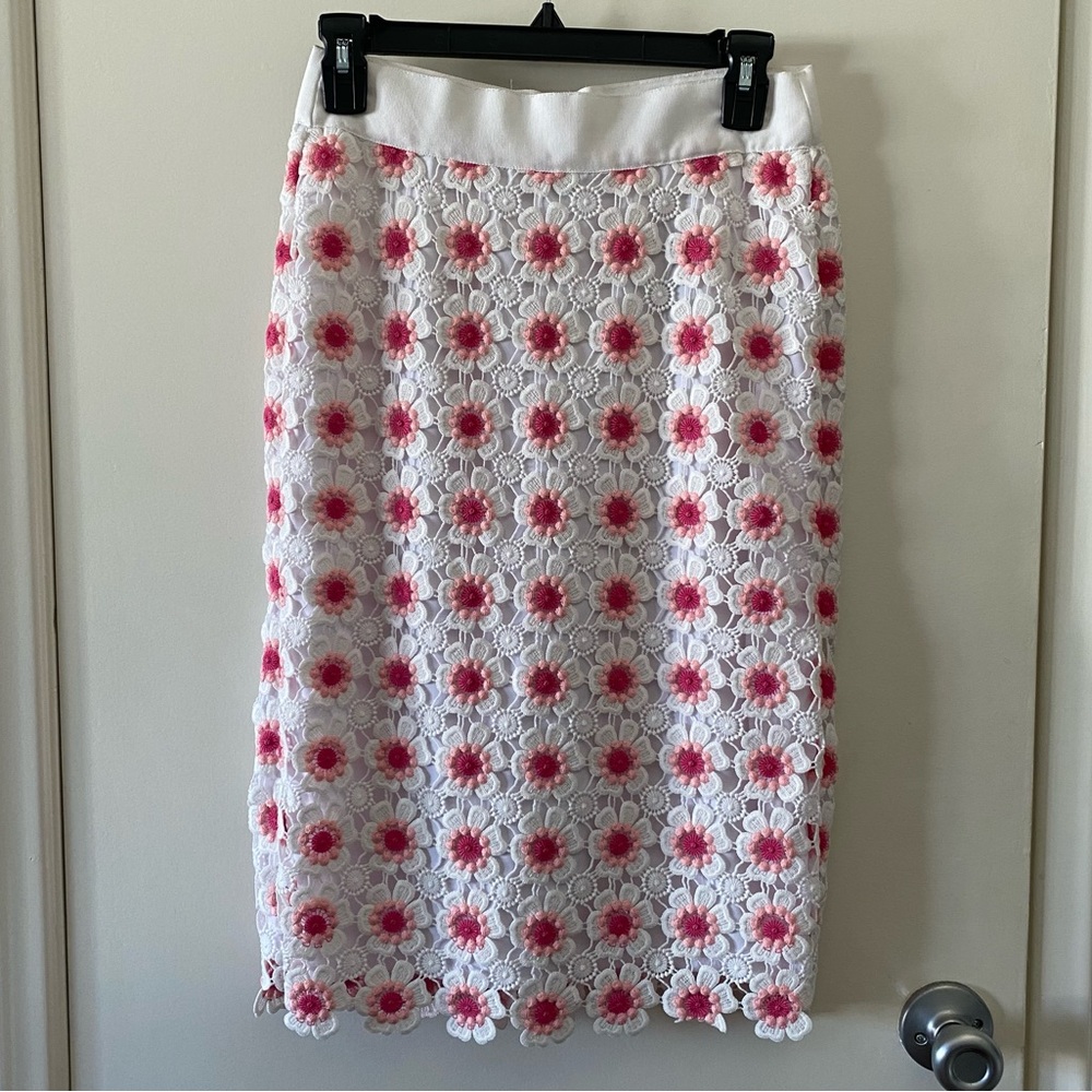 J Crew Floral Crochet Midi Skirt, 0, NWT